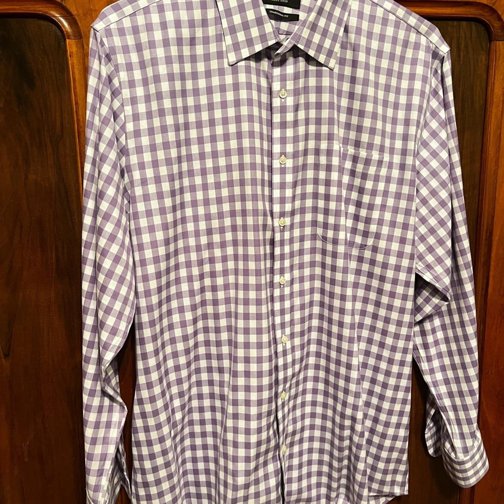 Nordstrom Purple and White Checkered Men's Shirt